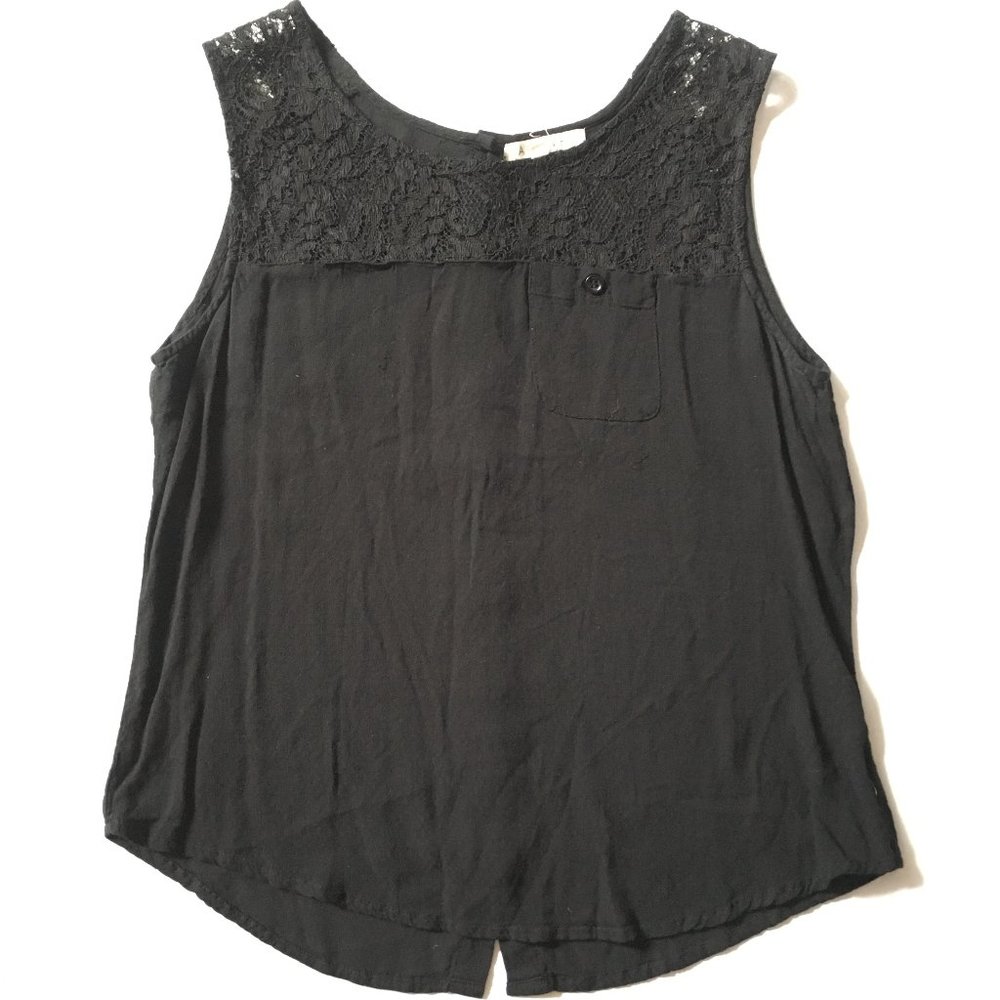 Active USA Black Blouse with Lace